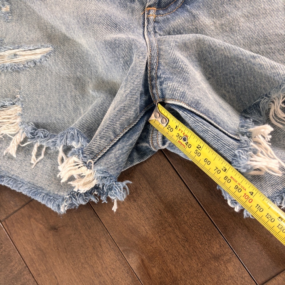 Agolde Blue Distressed Jean Shorts - Picture 5 of 6
